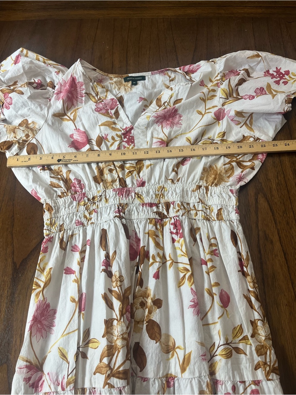 Anthropologie Meadow Rhodes Floral Tiered Maxi Dress 1X Smocked 100% Cotton - Picture 4 of 9